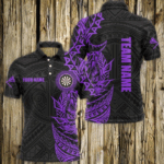 Personalized Purple Tribal Darts Polo & Quarter Zip Custom Dart Shirts For Men Dart Jerseys TDM3061