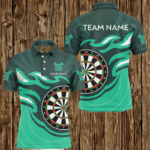 Personalized Turquoise Darts Board Flame Dart Shirts For Men Custom Dart Jerseys Team Uniform TDM3053
