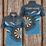 Personalized Blue Darts Board Flame Dart Shirts For Men Custom Dart Jerseys Team Uniform TDM3051