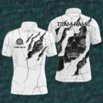 Personalized Skull White Grunge Darts Polo And Quarter-Zip Shirts For Men Custom Dart Team Jerseys TDM2922