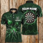 Turquoise Darts Thunder Lightning 3D Dart Polo & Quarter Zip Custom Dart Shirts For Men Dart Jersey TDM3032