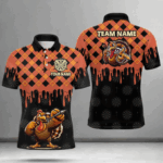 Personalized Orange Black Funny Turkey Pumpkin Dart Shirts For Men, Thanksgiving Dart Jerseys Gift TDM3016