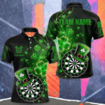 Green Glowing Shamrock Luckiest Dart Shirts For Men Custom St Patrick Day Dart Jerseys Outfit TDM3592