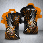 Personalized Orange Black Darts Polo & 1/4 Zip Shirts Custom Dart Shirts For Men Dart Jerseys TDM3015