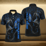 Personalized Blue Big Dragon 3D Printed Darts Shirts For Men Custom Team League Darts Jerseys TDM3006
