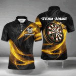 Personalized Yellow Twinkle Light Dart Polo & 1/4 Zip Shirts For Men, Darts Jerseys Team Uniform TDM2983
