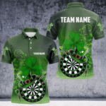 Green Luckiest Shamrock 3D Dartboard Men Dart Shirts Custom St Patrick Day Dart Shirts Team Jerseys TDM3570