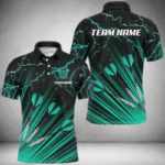 Turquoise Dart Arrow Lightning Custom Darts Polo, Quarter-Zip Shirts For Men, Darts Jerseys Uniform TDM2976