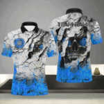 Personalized Skull Crack Pattern Men Dart Shirts Custom Fire Flame Dart Jerseys Team Uniform |Blue TDM2972