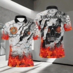 Personalized Skull Crack Pattern Men Dart Shirts Custom Fire Flame Dart Jersey Team Uniform |Orange TDM2971