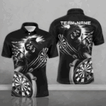 Personalized Black White Death Skeleton Dart Shirts For Men Custom Scary Dart Jerseys Team Uniform TDM2961