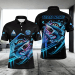 Personalized Blue 3D Darts Board And Shark Men Dart Polo & 1/4 Zip Shirts, Funny Dart Jersey Outfit TDM2957