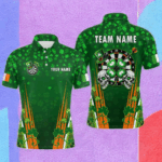 Personalized Luckiest Green Shamrock Skull Dart Shirts For Men Custom St Patrick Day Dart Jerseys TDM3554