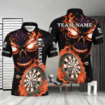 Personalized Orange Darts Board Flame Skull Men Dart Shirts Custom Team League Dart Jerseys Uniform TDM2955