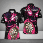 Personalized Pink Darts Board Flame Skull Men Dart Shirts Custom Team League Dart Jerseys Uniform TDM2954