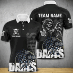 Custom Black White Death Skeleton Grunge Dart Shirts For Men, Scary Dart Team Jerseys Uniform TDM2952