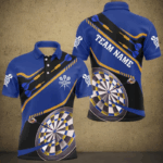 Personalized Blue Darts Tournament Polo & 1/4 Zip Shirts For Men Custom 3D Darts Board Team Jerseys TDM2951