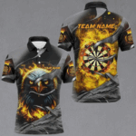 Darts Board Fire Custom Eagle Dart Shirts For Men, 3D Printed Dart League Team Jerseys |Yellow TDM2933