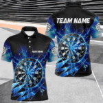Personalized Blue 3D Dartboard Thunder Storm Lighting Dart Shirts For Men Custom Team Dart Jerseys TDM3553