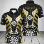 Personalized Black Yellow Darts Board Wings Jerseys Custom Dart Shirts For Men Funny Darts Outfit TDM2931