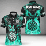 Turquoise Dart Board Fire Flame Custom Eagle Dart Shirts For Men, Thunder Lightning Dart Jerseys TDM2928