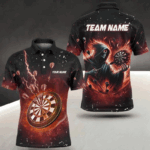 Personalized Scary Death Skeleton Fire Dart Shirts For Men Custom Darts League Team Jerseys TDM2918