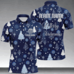 Personalized Blue Funny Christmas Tree Dart Shirts For Men Custom Christmas Dart Jerseys Dart Gift TDM2916