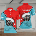 Red Blue Santa Darts Board Christmas Men Darts Polo & Quarter-Zip Shirts Custom Dart Jerseys Gift TDM2915