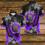 Personalized Dartboard Fire Flame Smoke Custom Dart Shirts For Men, Darts Team Jerseys | Purple TDM2900