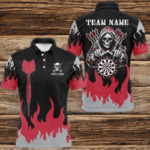 Personalized Dart Arrow And Flame Pattern Custom Men Dart Shirts, Death Skeleton Scary Dart Jerseys TDM2884