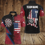 Personalized Red Retro American Flag Men Dart Shirts, Patriotic Dart Jerseys For Team Darts Player TDM2872