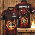 Personalized Red 3D Dart Board Fire Men Dart Shirts, Death Skeleton Dart Jerseys Cool Dart Outfit TDM2871