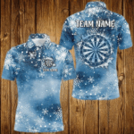 Personalized Christmas Dart Jerseys For Men Custom Blue Snowflake Pattern Dart Team Shirts TDM2859