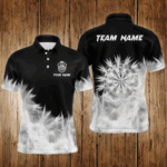 Icy Black White Light Men Darts Polo & Quarter Zip Shirts Custom Dart Shirts For Team Dart Jerseys TDM2832