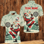 Funny Santa With Dart Custom Dart Shirts For Men, Christmas Darts Gift Outfit For Team Dart Jerseys TDM2844