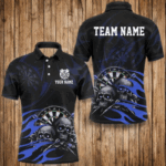 Funny Skull Blue Swirl Pattern Dart Shirts For Men Custom Dart Jerseys Dart Team Shirts Uniform TDM2837