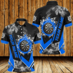 Personalized Dartboard Fire Flame Smoke Custom Dart Shirts For Men, Darts Team Jerseys | Blue TDM2811