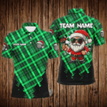 Funny Christmas Santa Custom Green Plaid Pattern Dart Shirts For Men, Christmas Darts Outfit Gift TDM2809