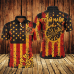 Custom Autumn Grunge Us Flag Patriotic Dart Shirts For Men, Thanksgiving Retro Darts Team Jerseys TDM2806