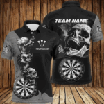 Personalized Smoking Skull Black Dart Shirts For Men Custom Darts League Cool Dart Team Jerseys TDM2804