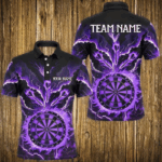Personalized Lightning Smoke Fire Flame Purple Darts Shirts For Men, Darts League Team Jerseys TDM2801