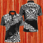 Custom Dart Shirts For Men Personalized Black White Zig-Zag Pattern Dart Jerseys, Cool Dart Shirts TDM2793