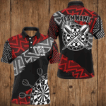 Custom Darts Shirts For Men Personalized Zig-Zag Pattern Dart Jerseys, Cool Darts Team Shirts |Red TDM2791