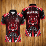 Personalized Tiger 3D Printed Darts Shirts For Men Custom Thunder Lightning Red Darts Jersey TDM2779