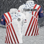 American Flag Darts Pattern Custom Darts Polo & 1/4 Zip Shirts For Men, Patriotic Dart Jerseys TDM2769