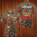 No Excuses Just Darts Custom Colorful Arrow Dart Shirts, Funny Dart Shirts For Men Dart Jerseys TDM2733