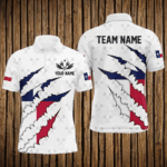 Texas Flag Darts Pattern Custom Polo & Quarter-Zip Shirts For Men, White Patriotic Darts Jerseys TDM2729