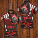 Red Dartboard Fire Flame Hitting Target Custom Dart Shirts For Men, Darts League Team Jerseys TDM2701