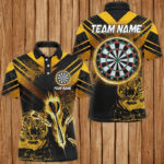 Yellow Arrow Fire Custom Tiger Darts Shirts For Men, Darts League Shirts Personalized Dart Jerseys TDM2687