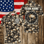 Personalized Retro Skull Pattern Darts Shirts For Men Custom Scary Darts Jerseys, Darts Uniform TDM2654